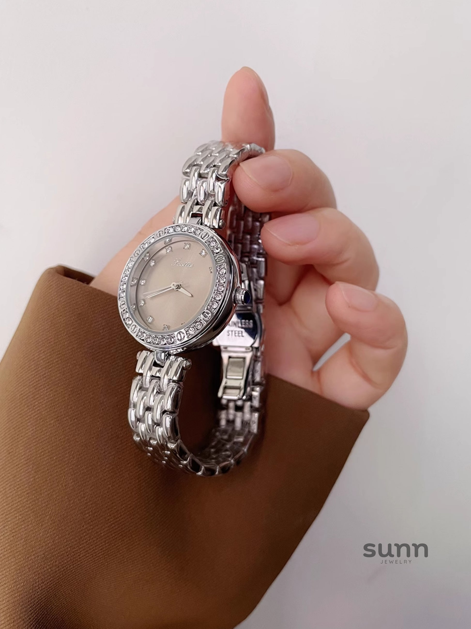 Mia Embellished Steel Watch