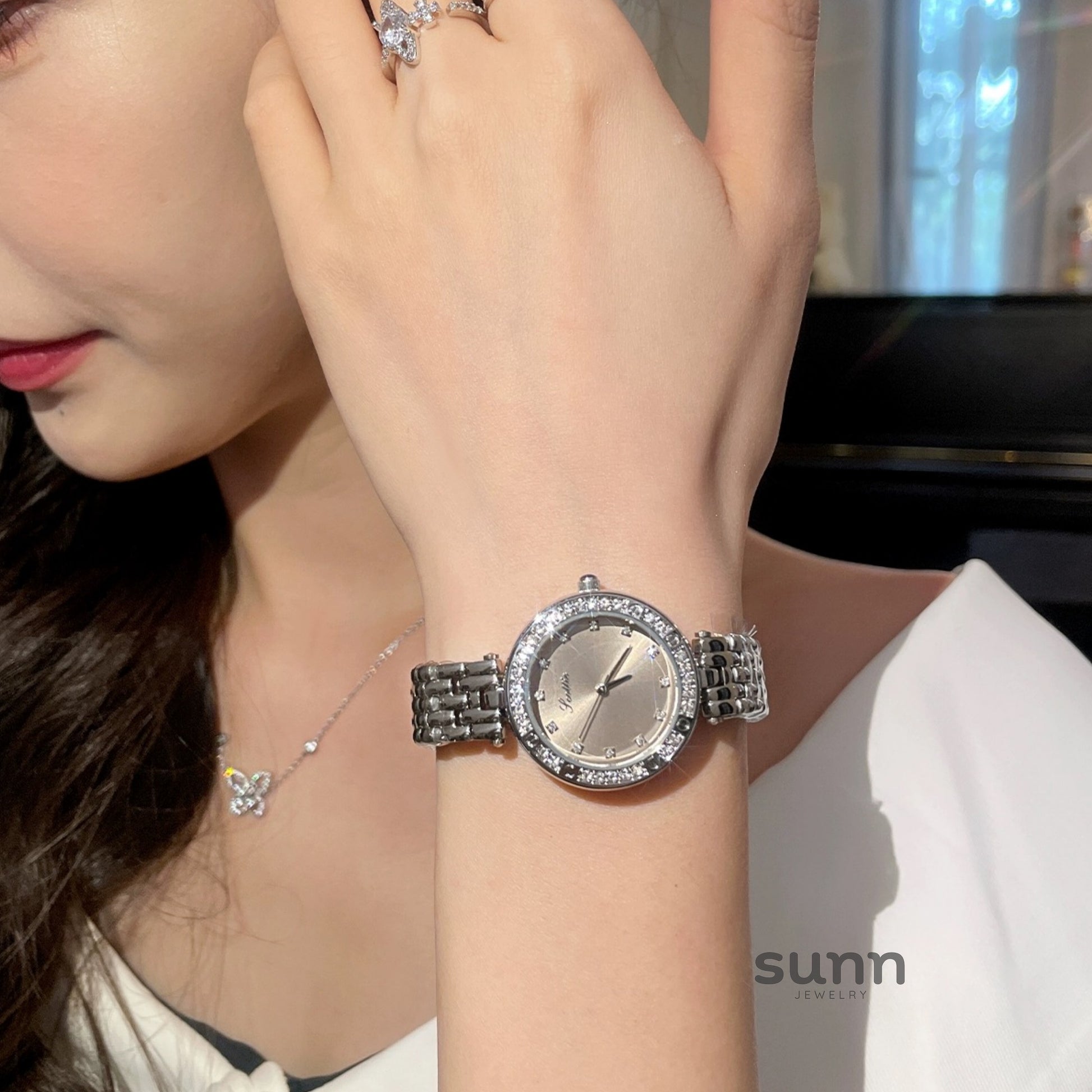 Mia Embellished Steel Watch