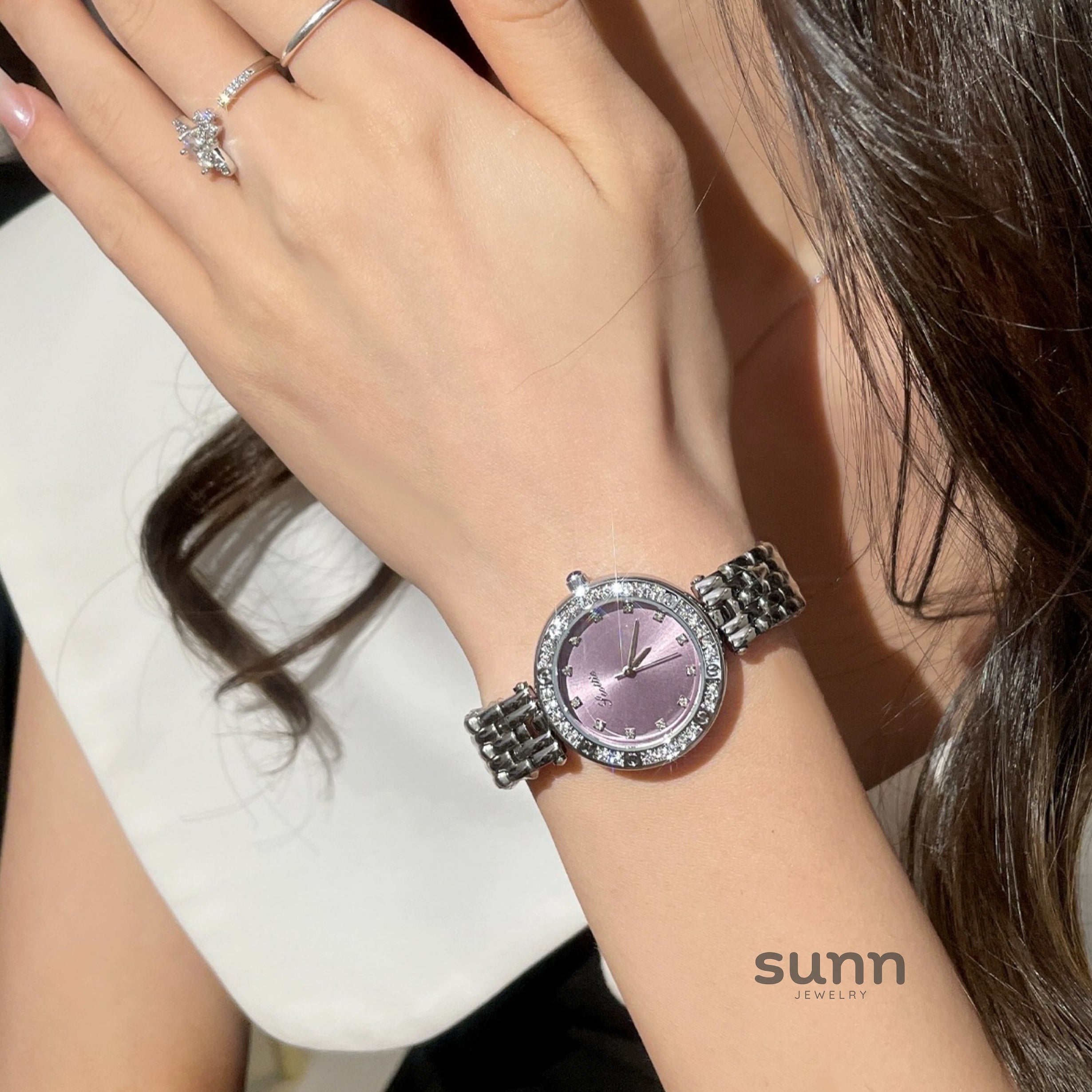 Mia Embellished Steel Watch