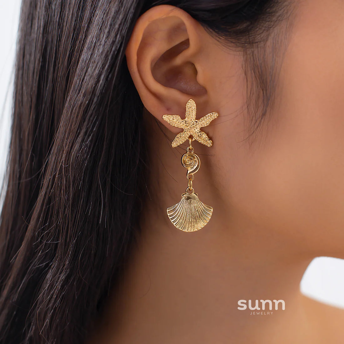 Michaella Scallop Starfish Earrings