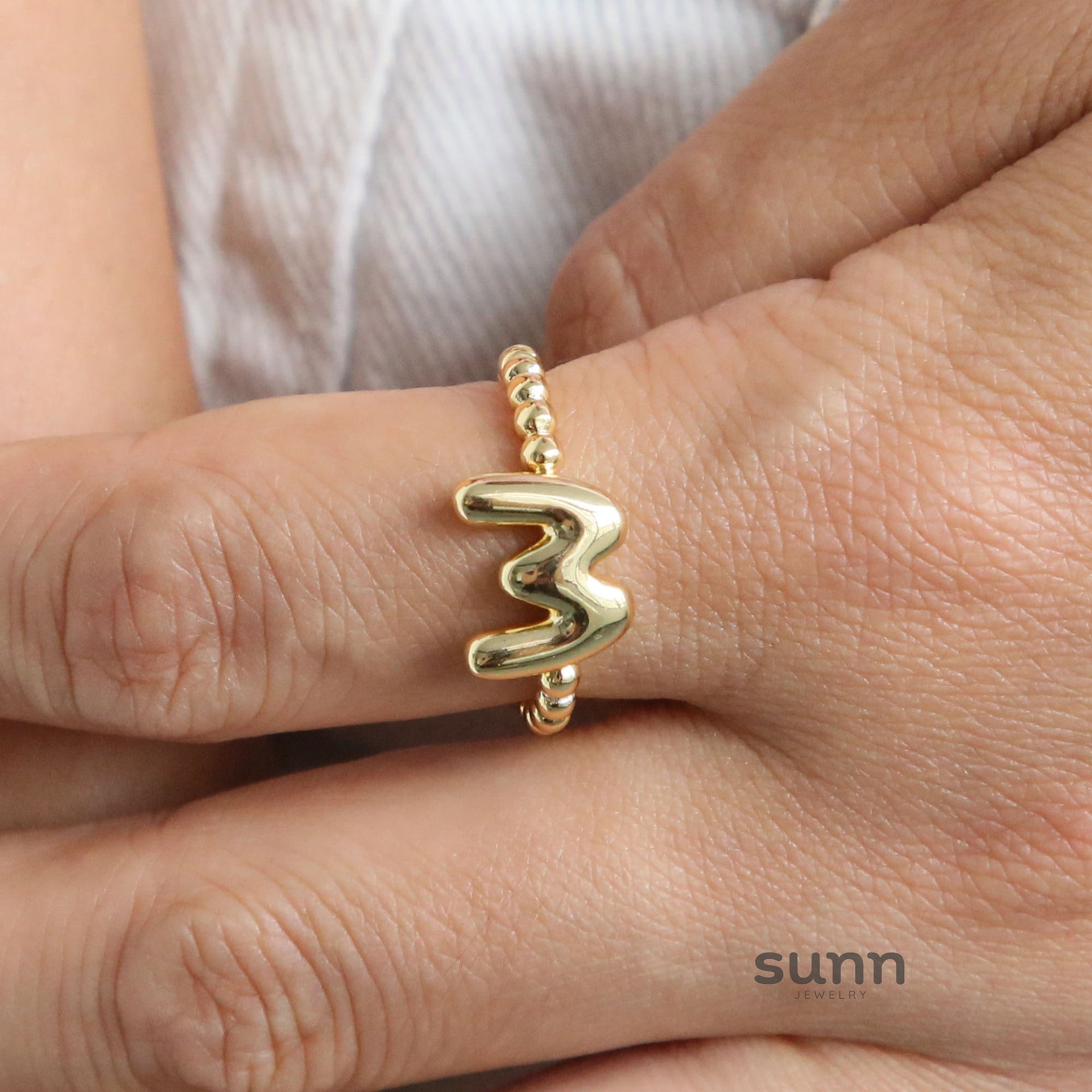 Michele Gold Bubble Letter Ring [MFVUQYB0]