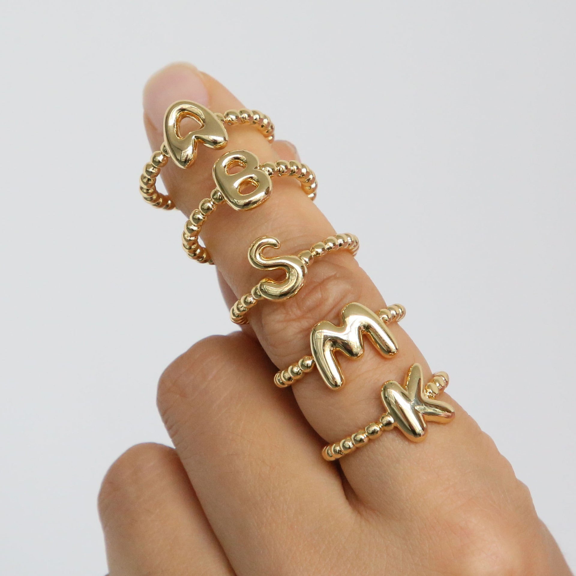 Michele Gold Bubble Letter Ring [DPII5UN0]