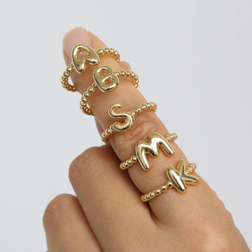 Michele Gold Bubble Letter Ring [DPII5UN0]