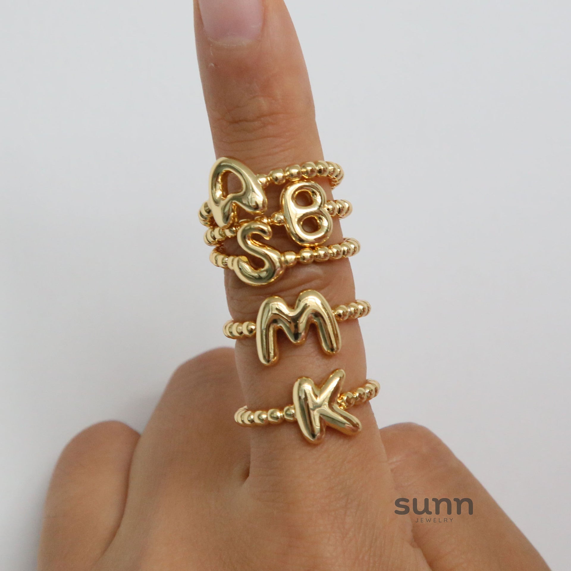 Michele Gold Bubble Letter Ring [8LL6WSO6]