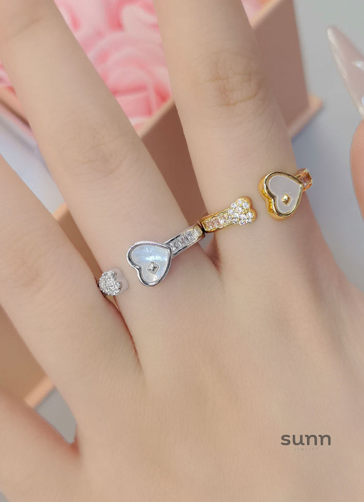 Mikaela Dual Heart Open Ring [2HEHSVOA]