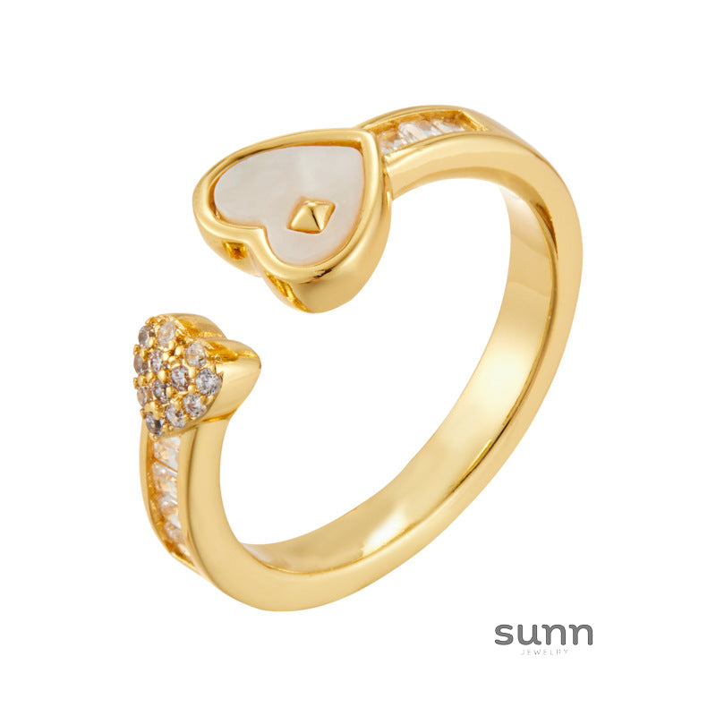 Mikaela Dual Heart Open Ring [9CR4I6IH]