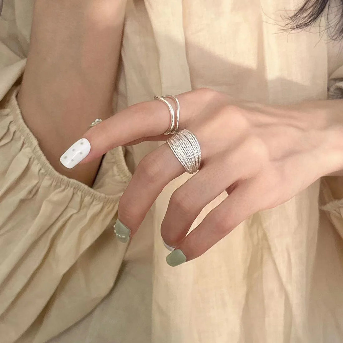 Mila Metallic Open Ring Set
