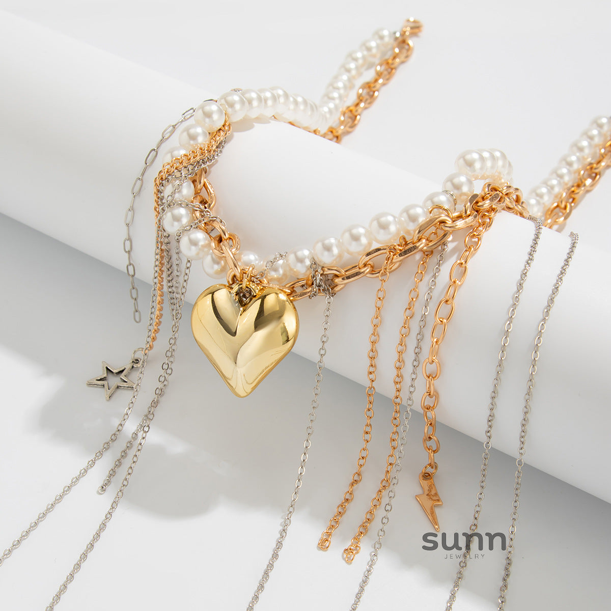 Milani Layered Gem Heart Necklace [Y8IVT32Z]