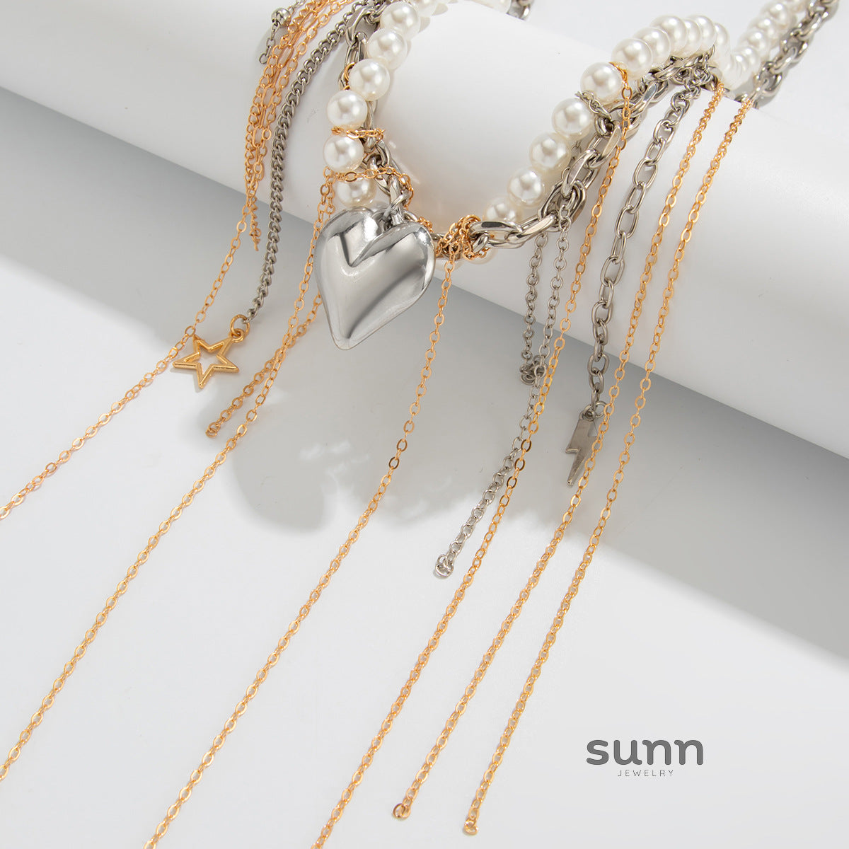 Milani Layered Gem Heart Necklace [YIN720U2]
