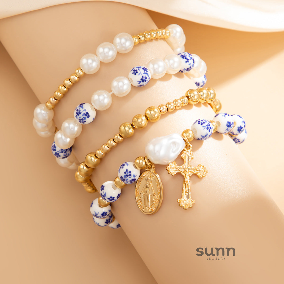 Minerva Ceramic Pearl Bracelet Set [E05QT4A7]
