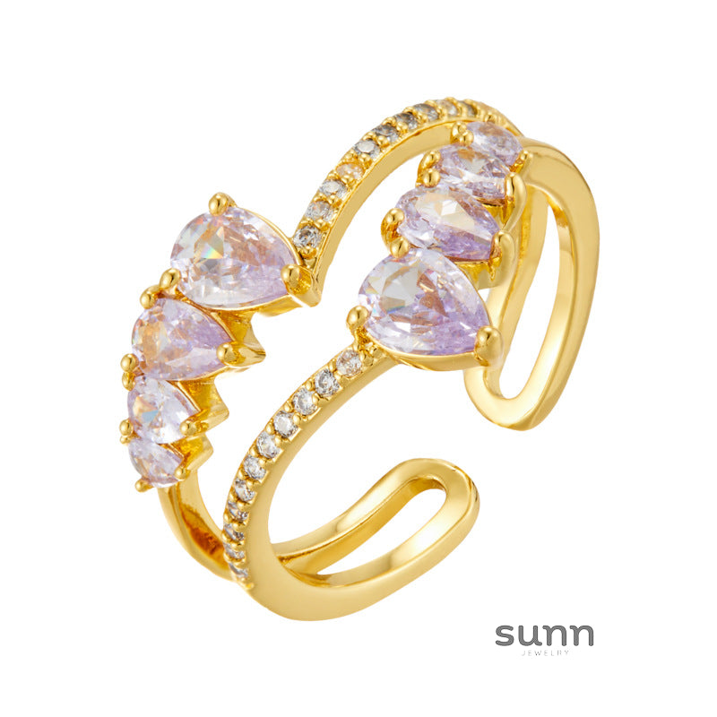 Miracle Zircon Waterdrop Open Ring [6YVKEJIN]