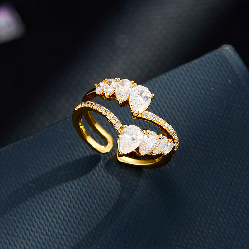 Miracle Zircon Waterdrop Open Ring [W5IKYVWZ]