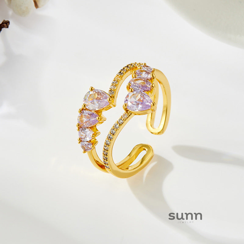 Miracle Zircon Waterdrop Open Ring [93QT5XIS]