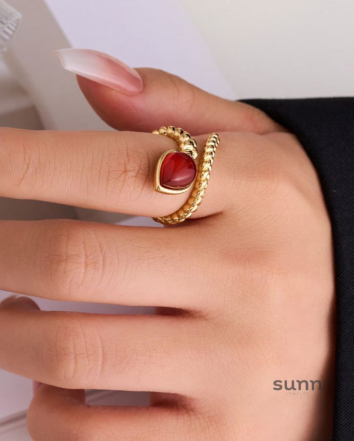 Miral Retro Snake Agate Open Ring [1KUSW5Q4]