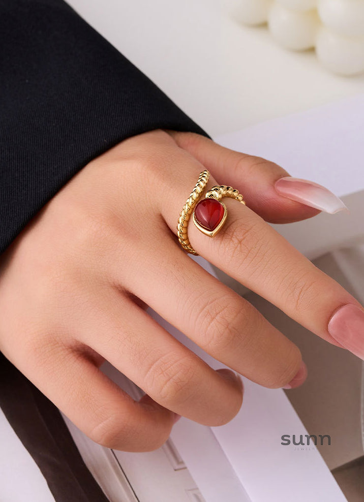 Miral Retro Snake Agate Open Ring [F44S533H]