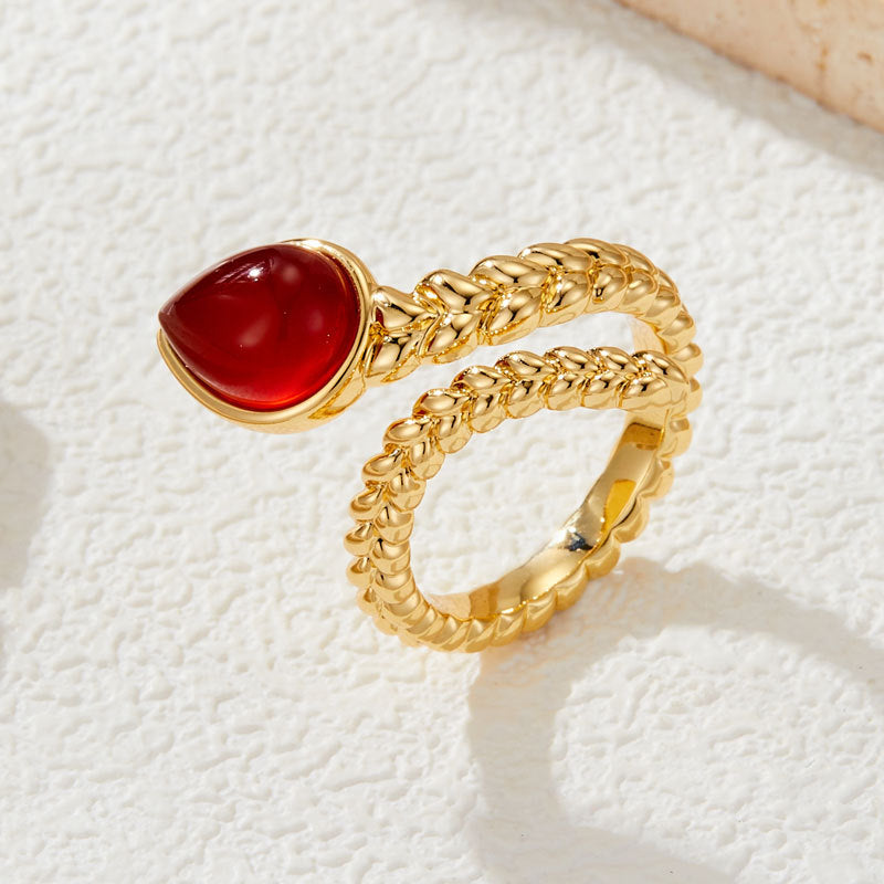 Miral Retro Snake Agate Open Ring [QWN3O0X2]
