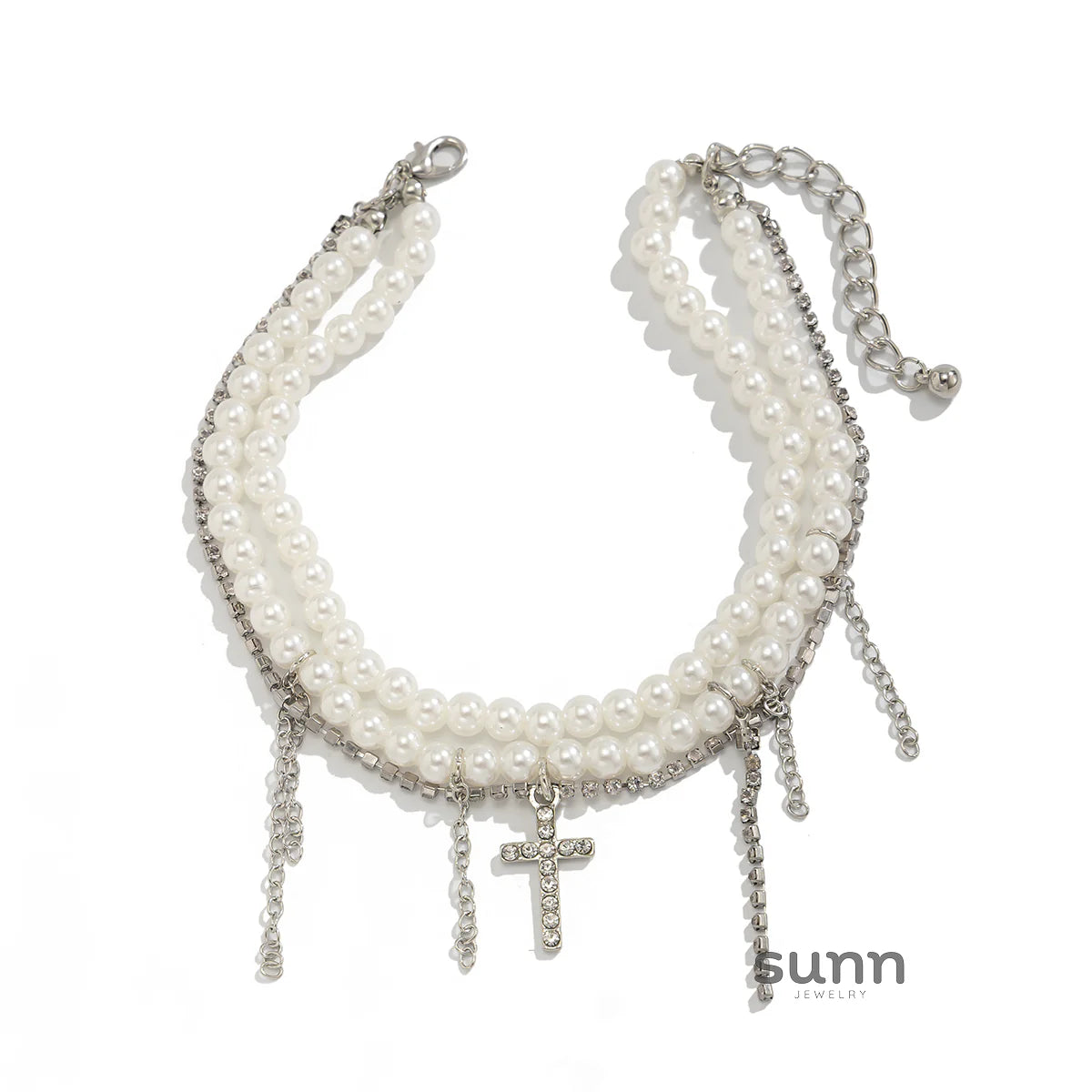 Miraya Cross Pearl Anklet