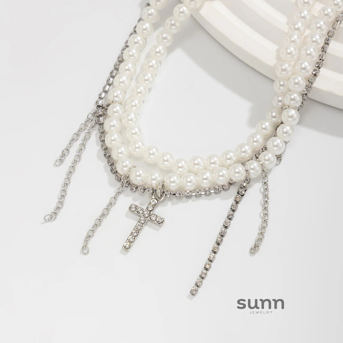 Miraya Cross Pearl Anklet