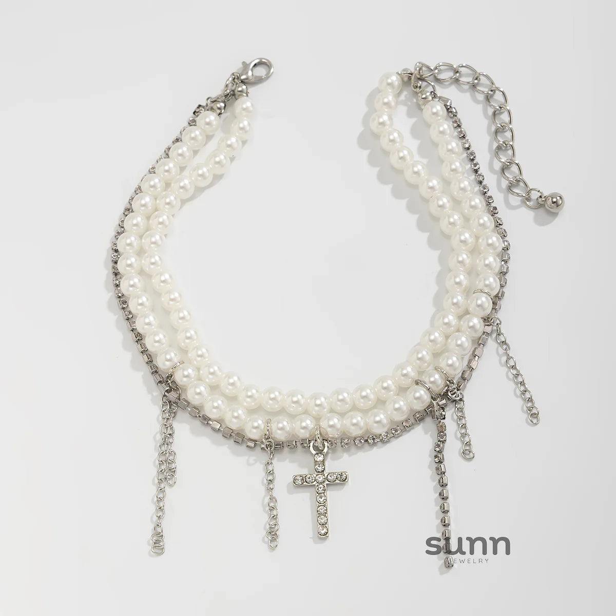 Miraya Cross Pearl Anklet
