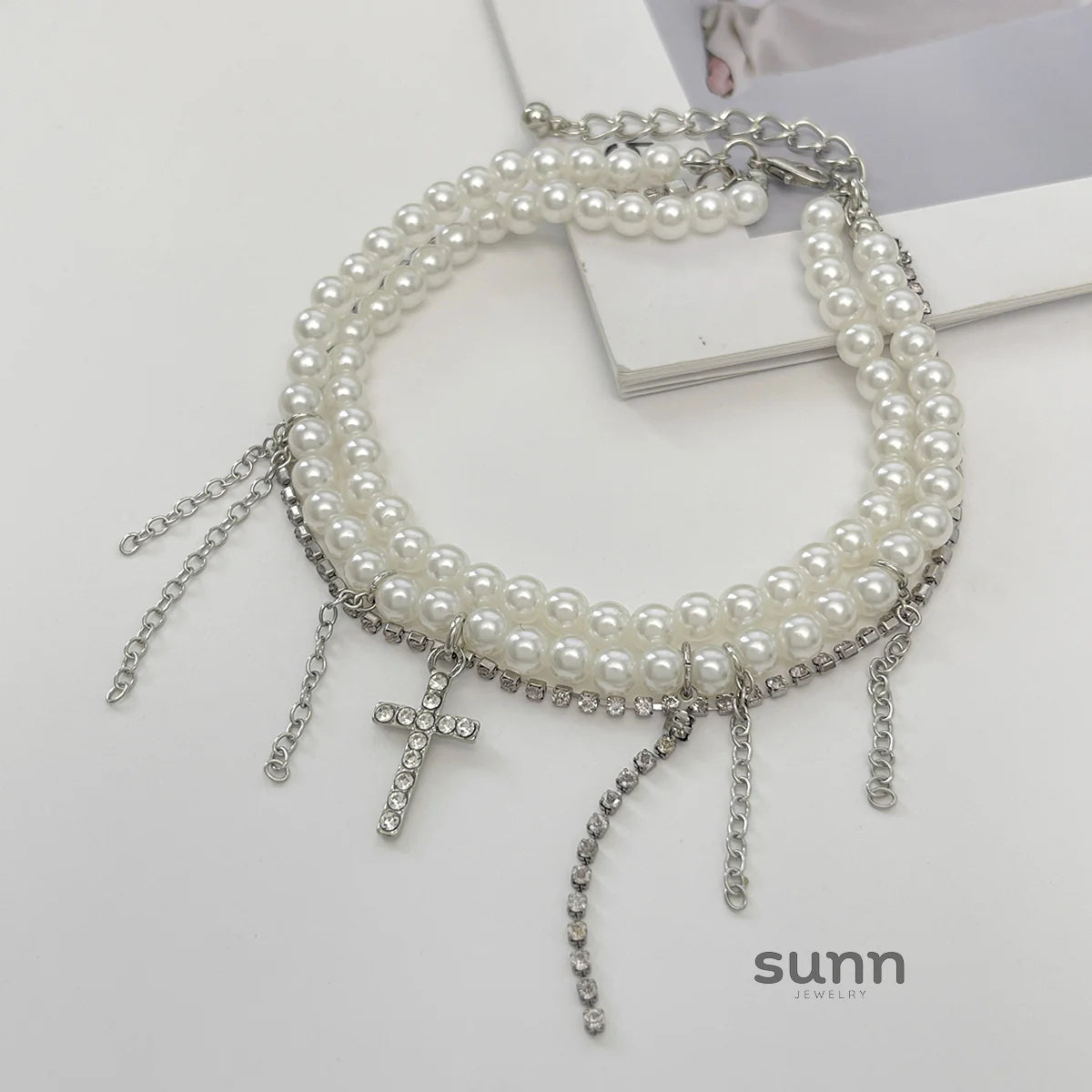 Miraya Cross Pearl Anklet
