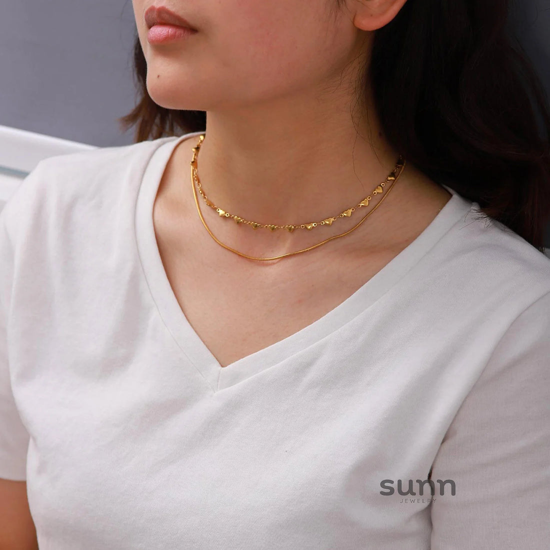 Mireille Double-Layer Heart Necklace
