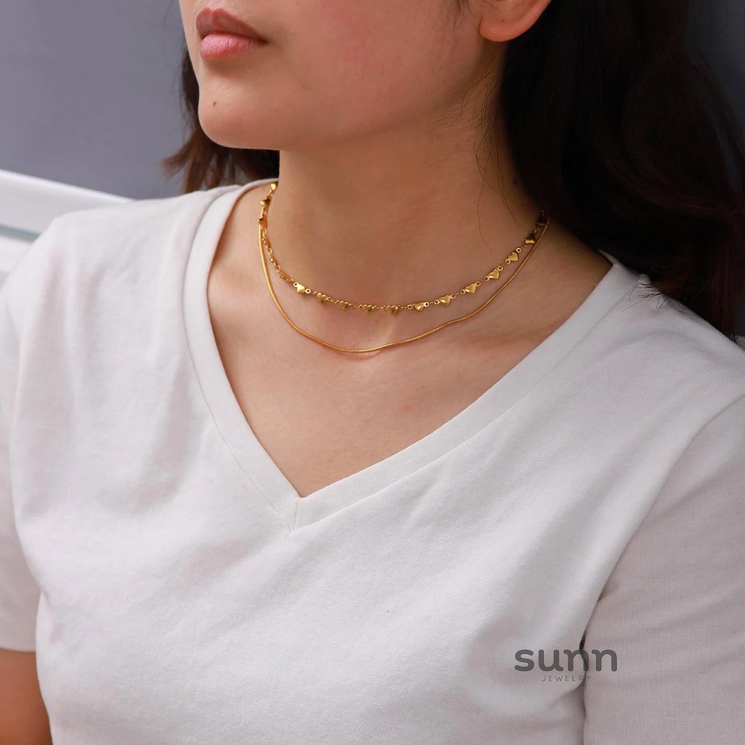 Mireille Double-Layer Heart Necklace