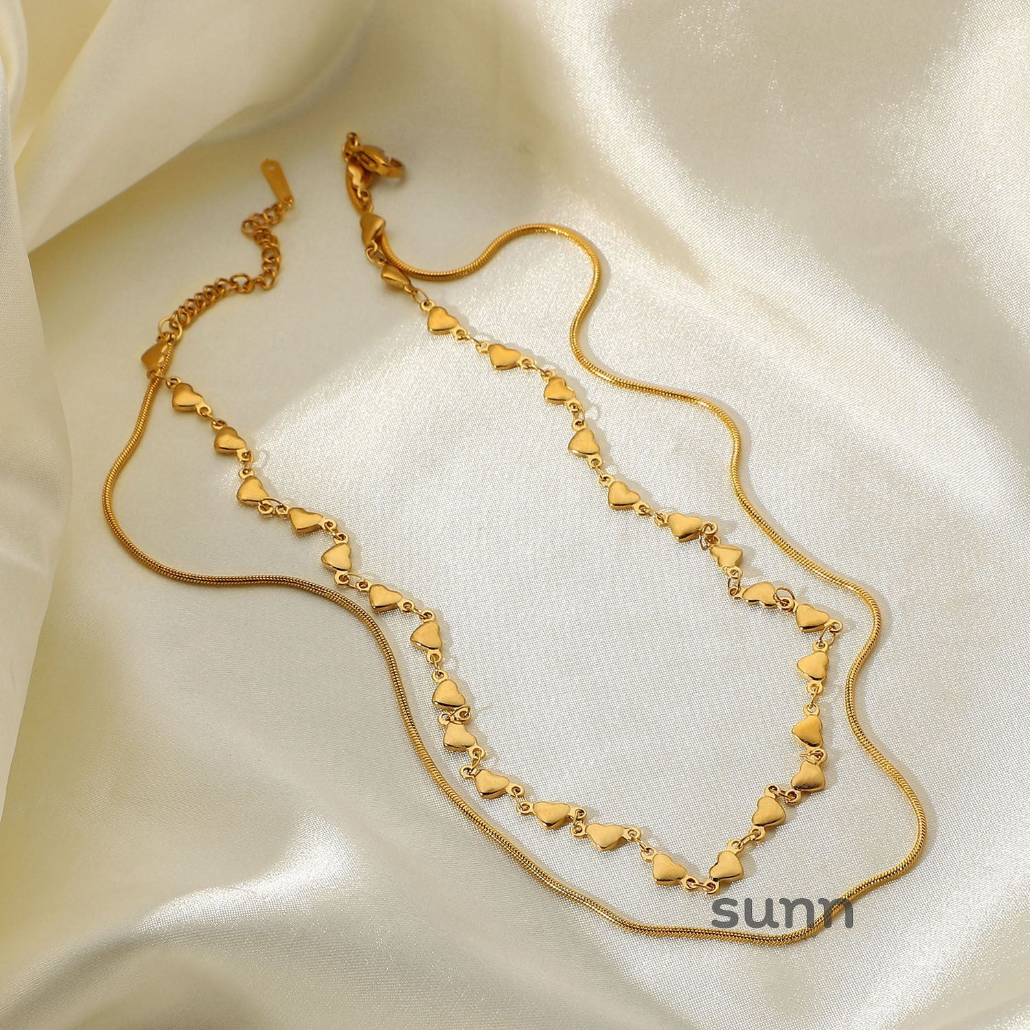 Mireille Double-Layer Heart Necklace