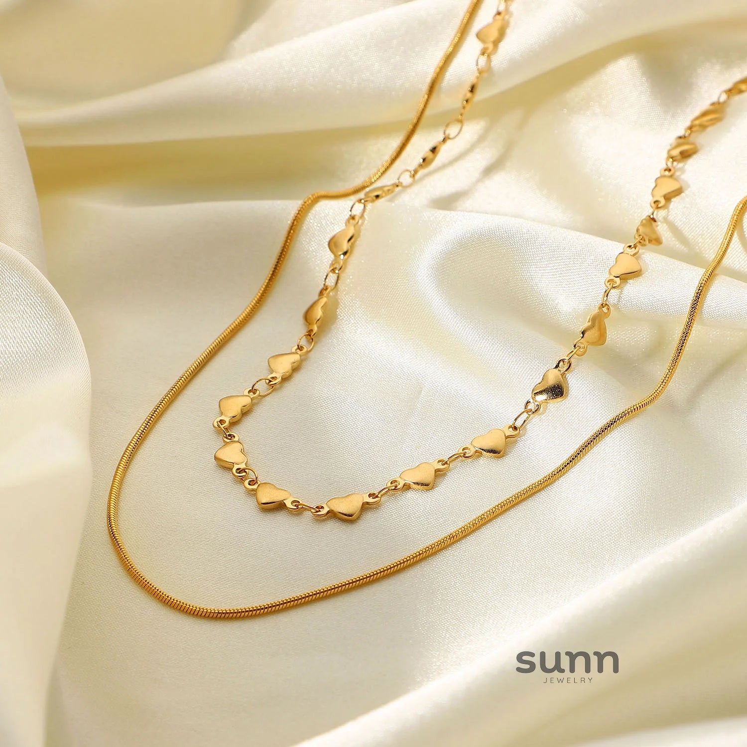 Mireille Double-Layer Heart Necklace