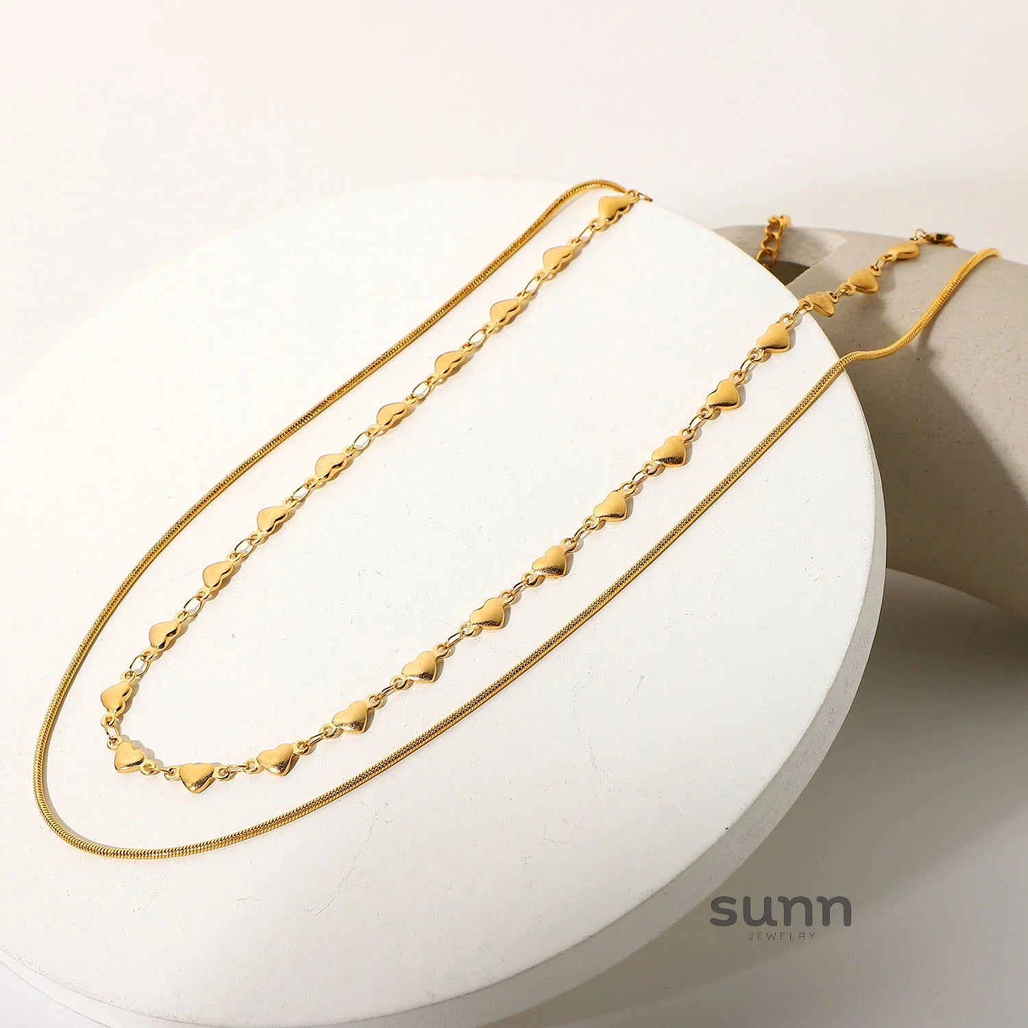 Mireille Double-Layer Heart Necklace