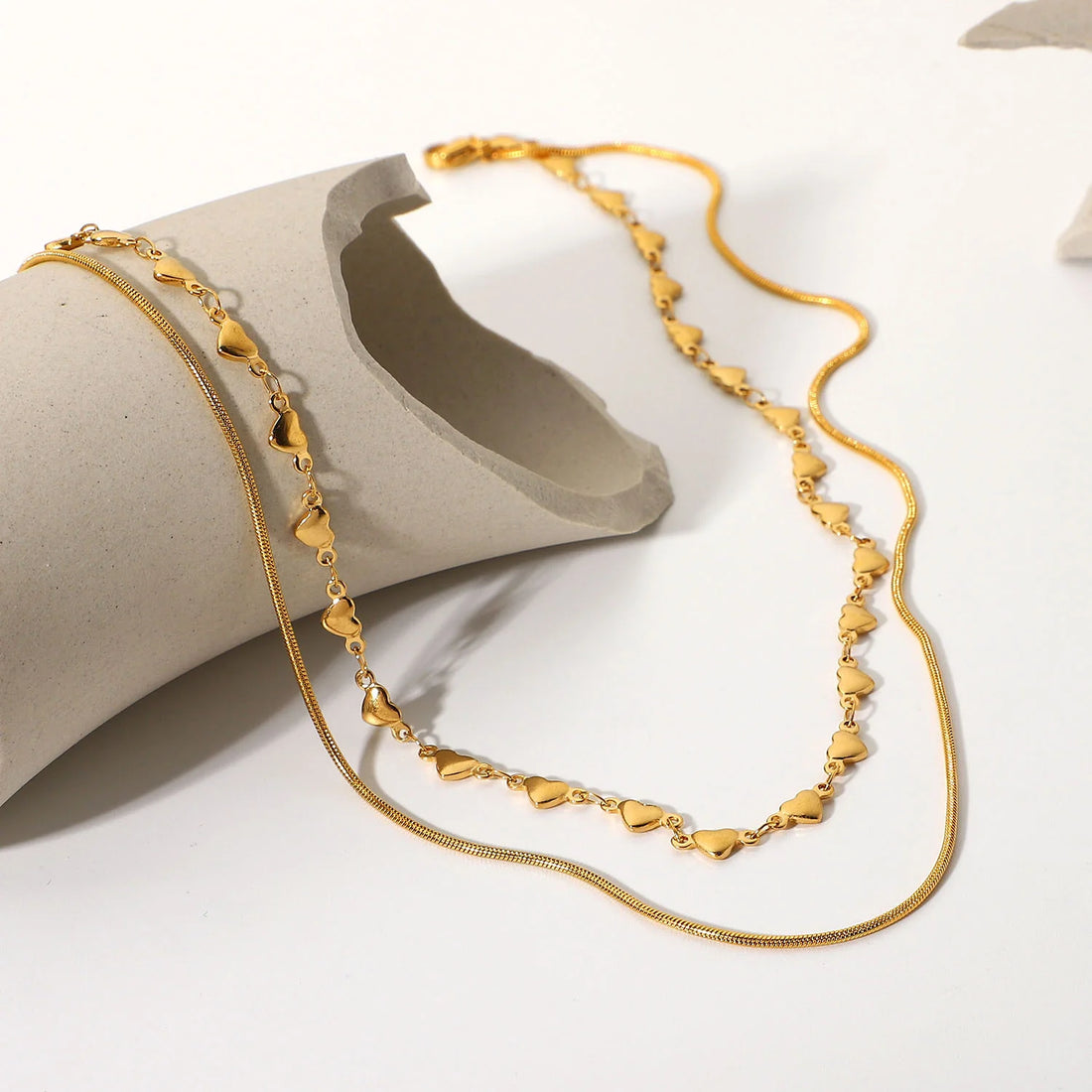 Mireille Double-Layer Heart Necklace