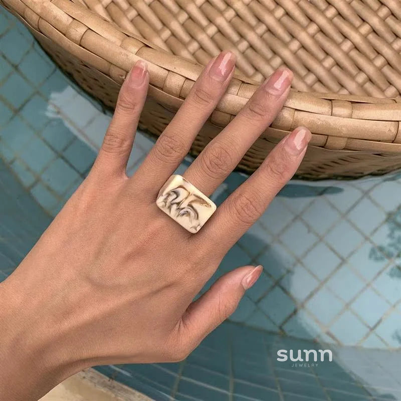 Miriam Chunky Square Resin Ring