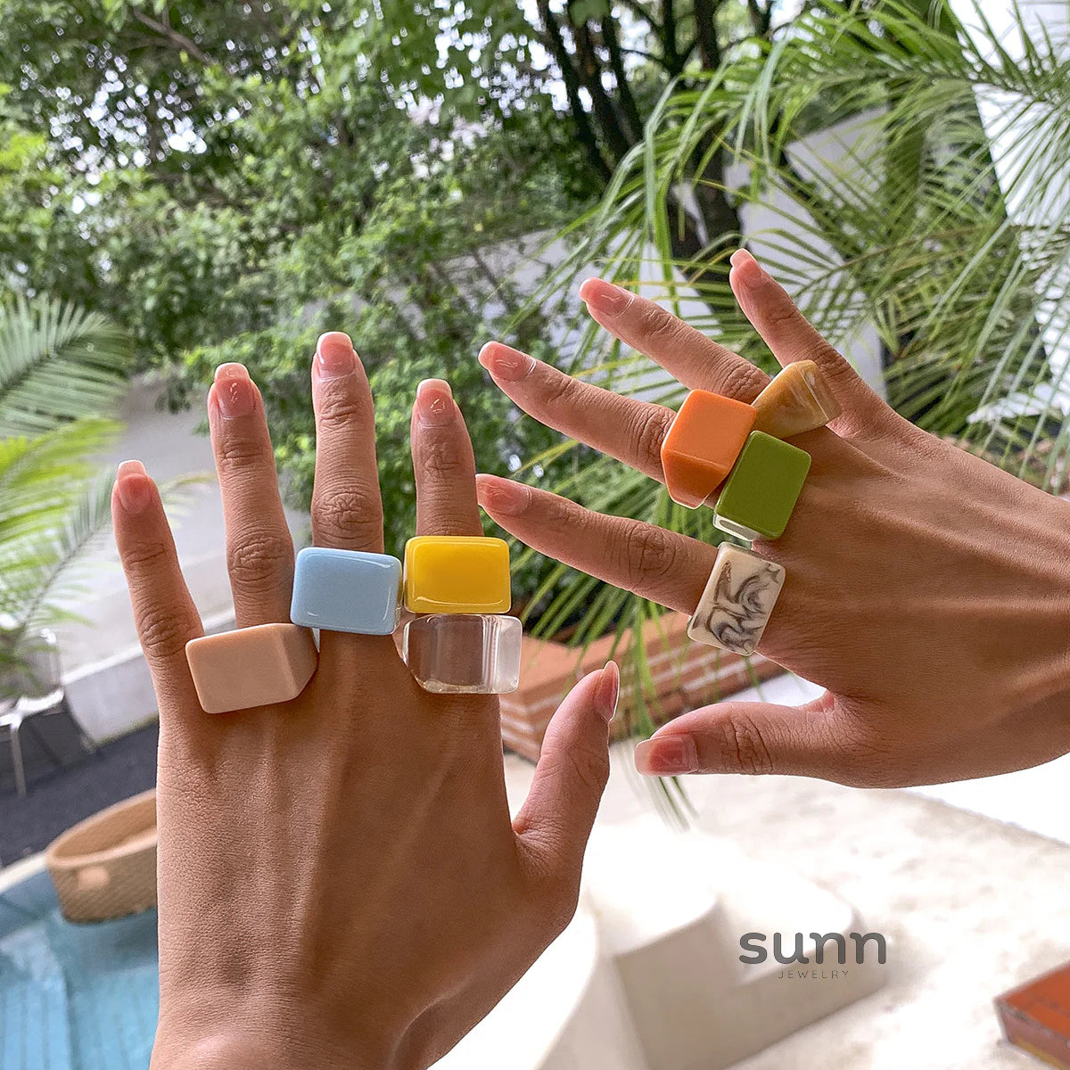 Miriam Chunky Square Resin Ring