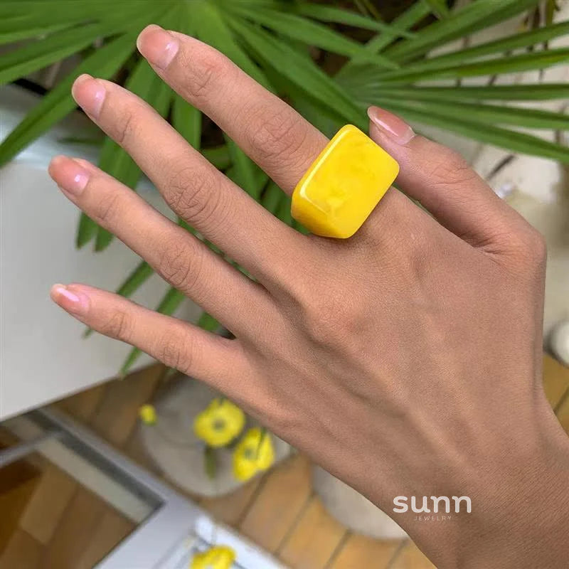 Miriam Chunky Square Resin Ring