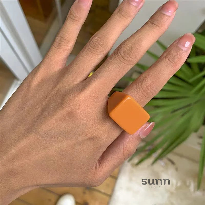 Miriam Chunky Square Resin Ring