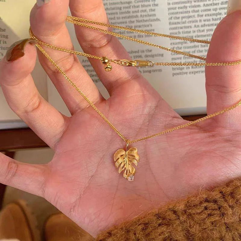 Mirielle Sculpted Gold Leaf Necklace