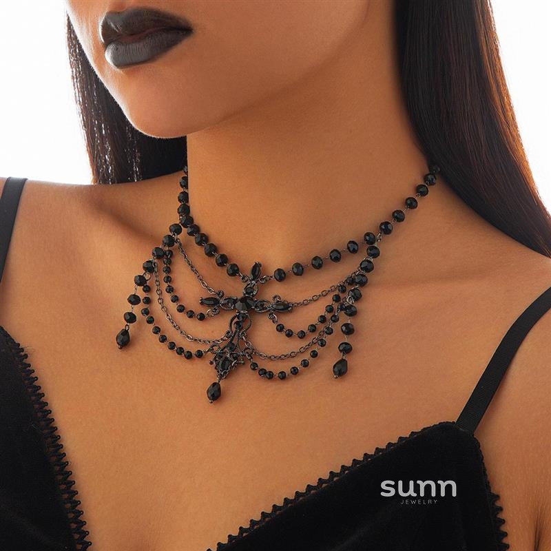 Miroslava Gothic Beaded Cross Necklace [COTRAYFZ]