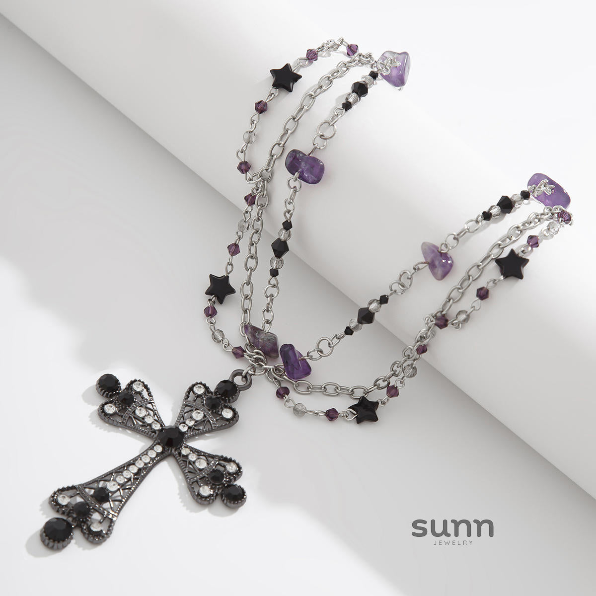 Miroslava Gothic Beaded Cross Necklace [Y4OVIKLT]