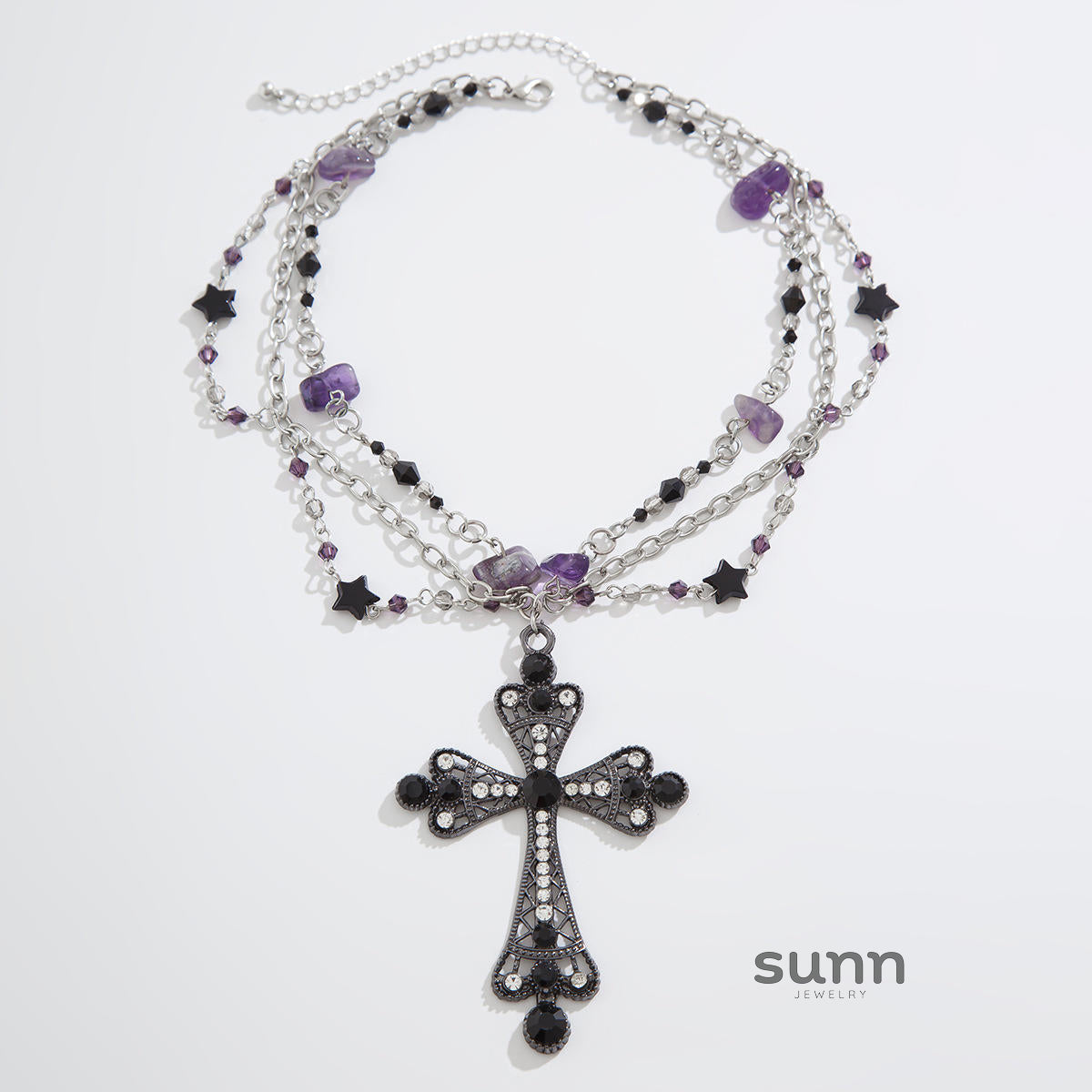 Miroslava Gothic Beaded Cross Necklace [EYIL4EFC]