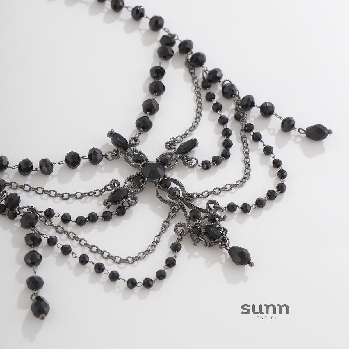 Miroslava Gothic Beaded Cross Necklace [EX7WPGCA]