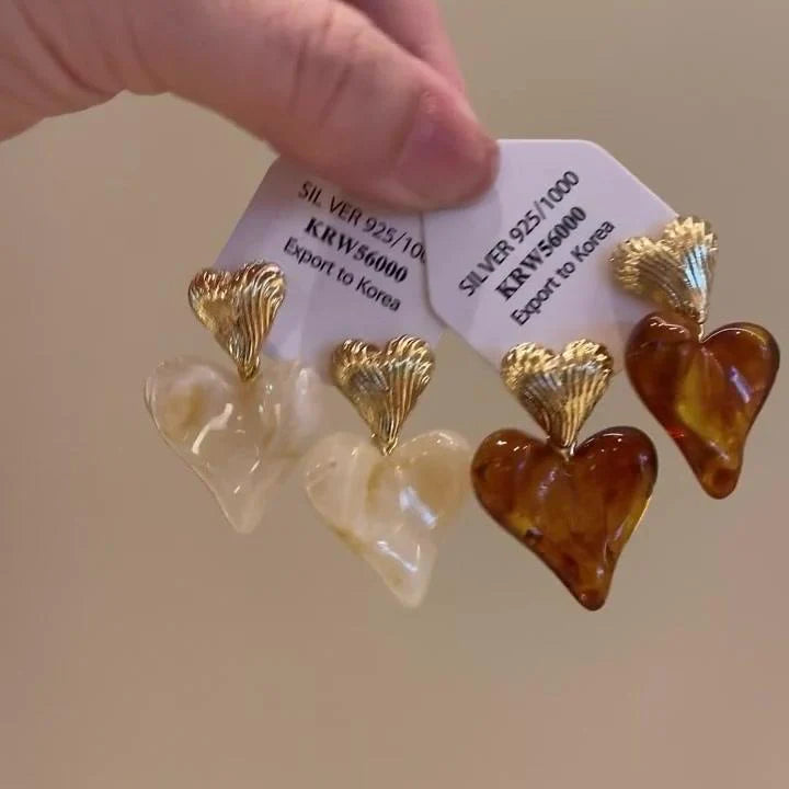 Miroslava Starry Resin Heart Studs