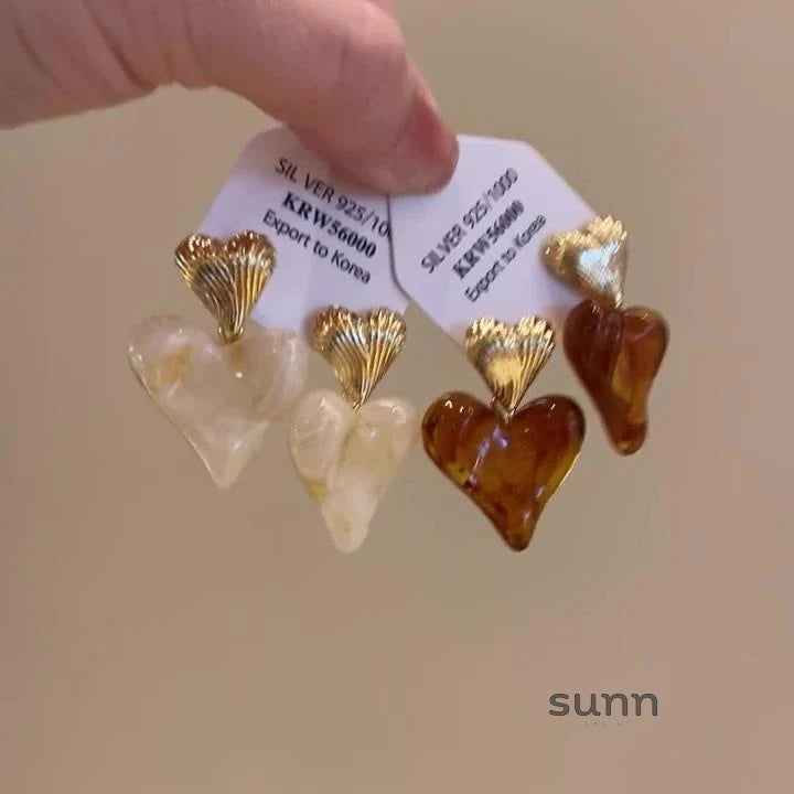 Miroslava Starry Resin Heart Studs