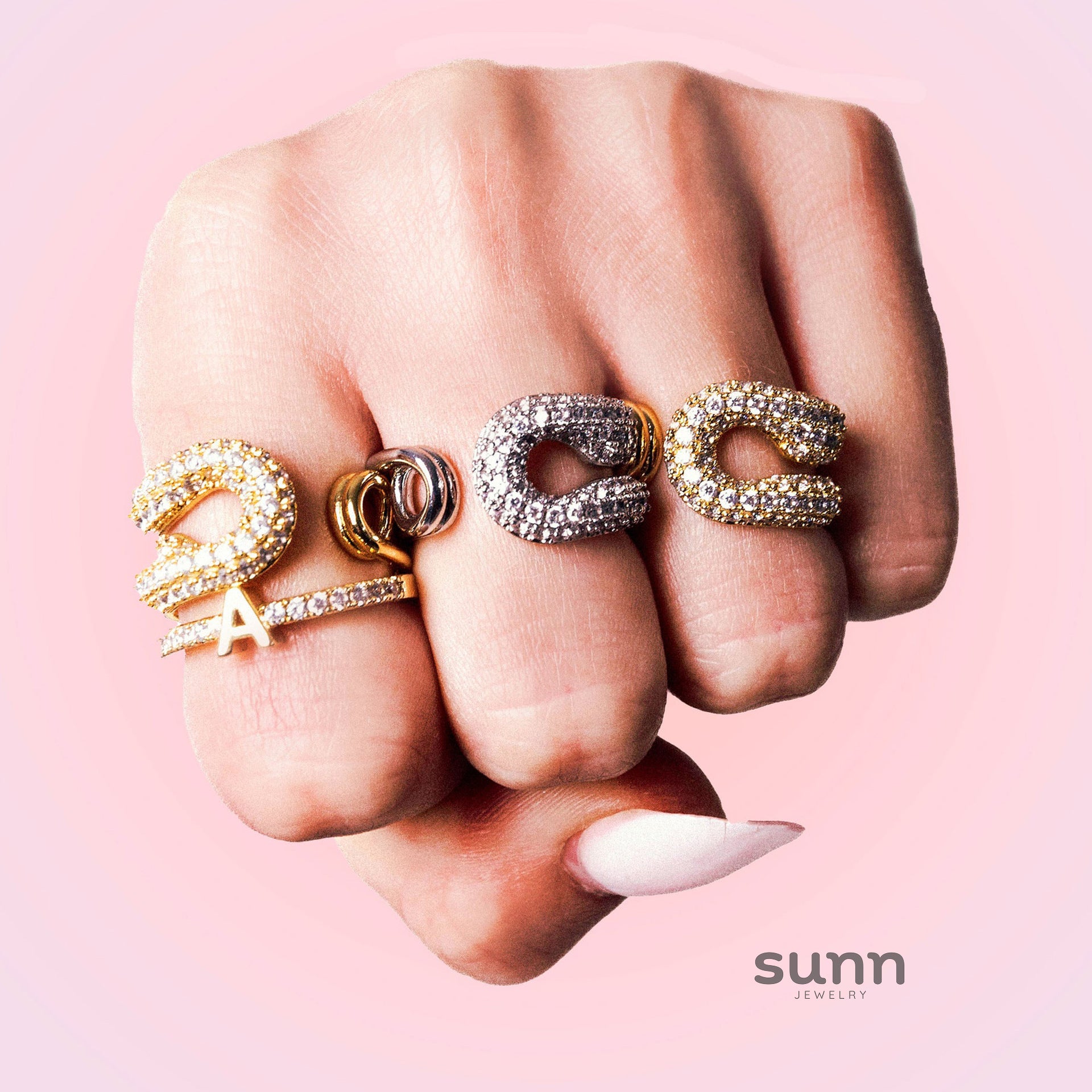 Miyana Paperclip Rhinestone Ring [YBPCTGDS]
