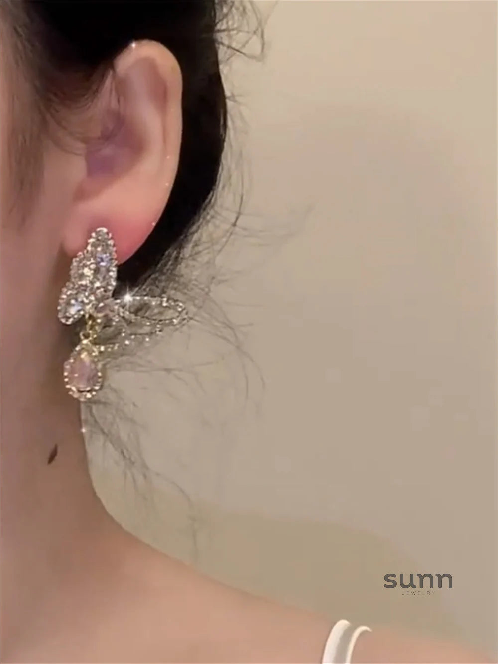 Miyanna Pink Butterfly Dangle Earrings