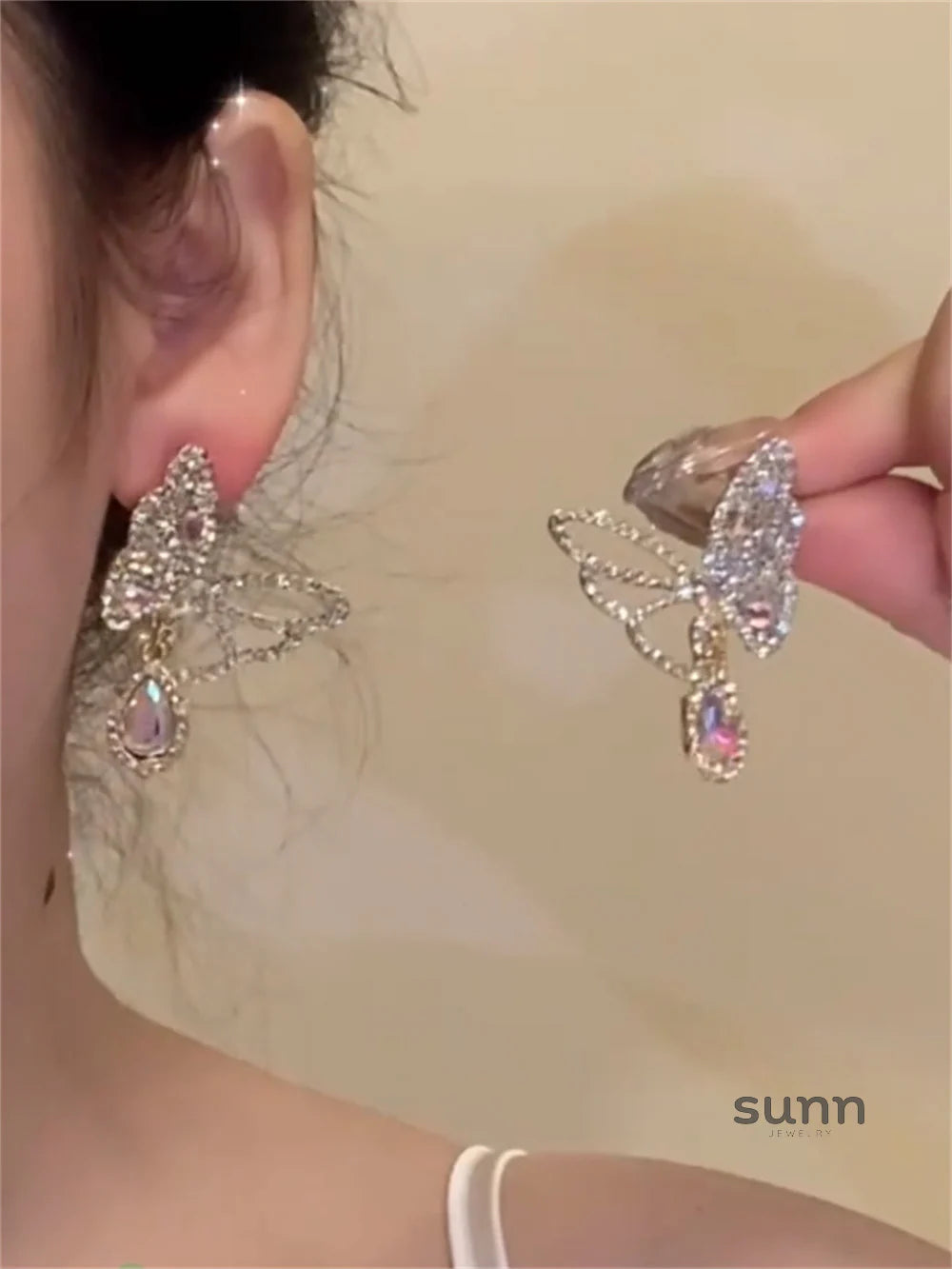 Miyanna Pink Butterfly Dangle Earrings