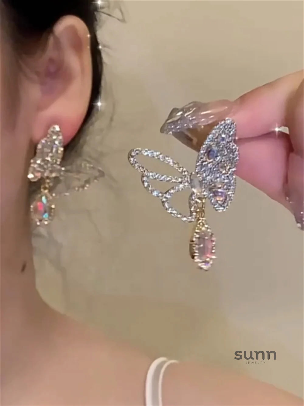 Miyanna Pink Butterfly Dangle Earrings