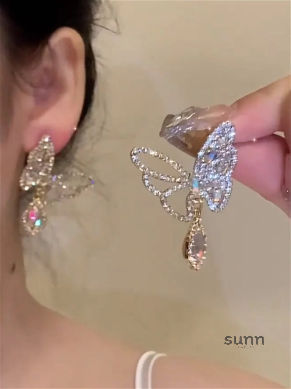 Miyanna Pink Butterfly Dangle Earrings