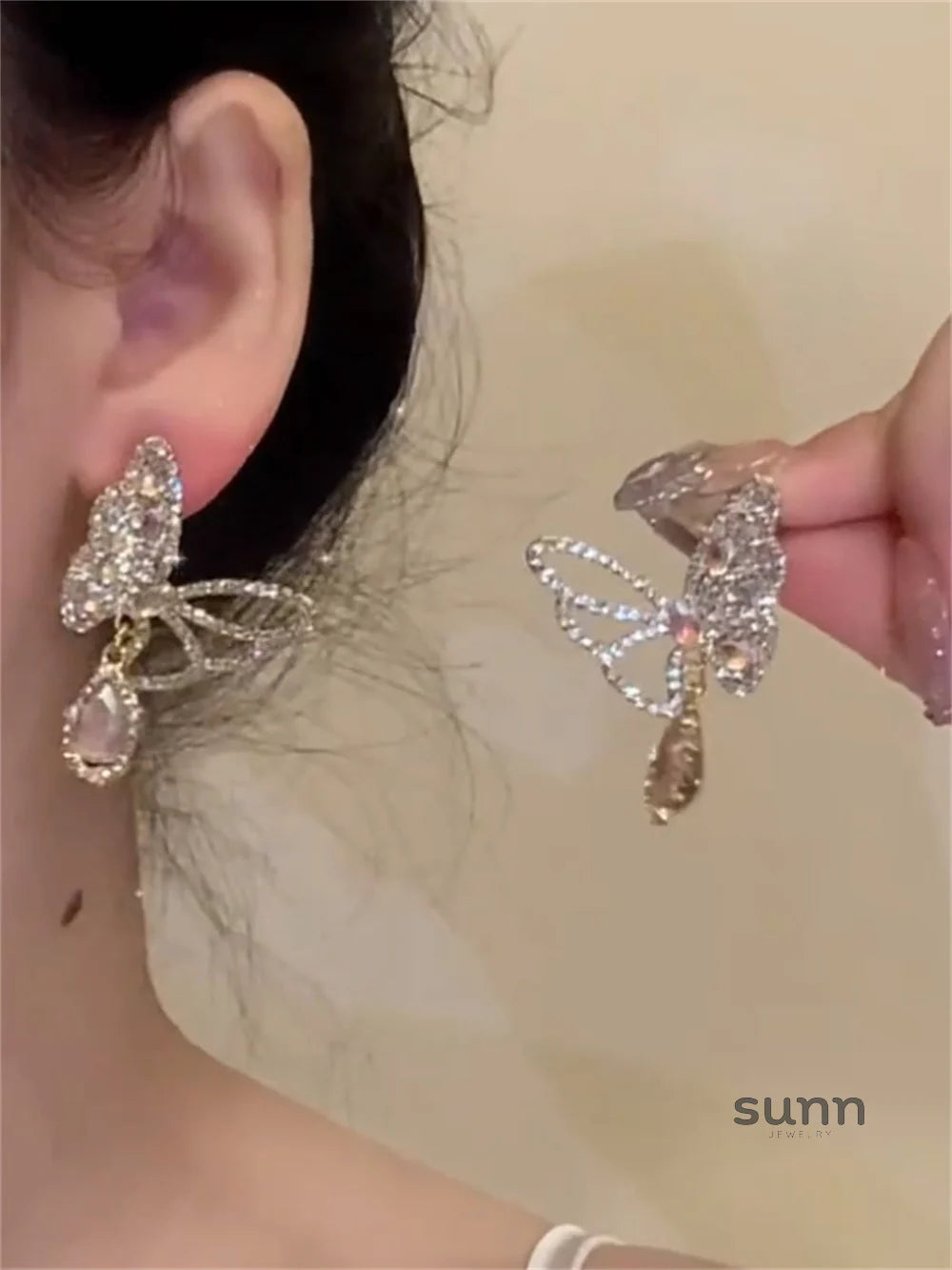 Miyanna Pink Butterfly Dangle Earrings