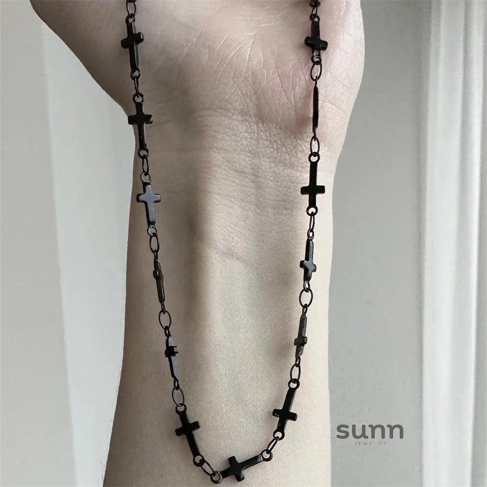 Moira Black Cross Choker Necklace