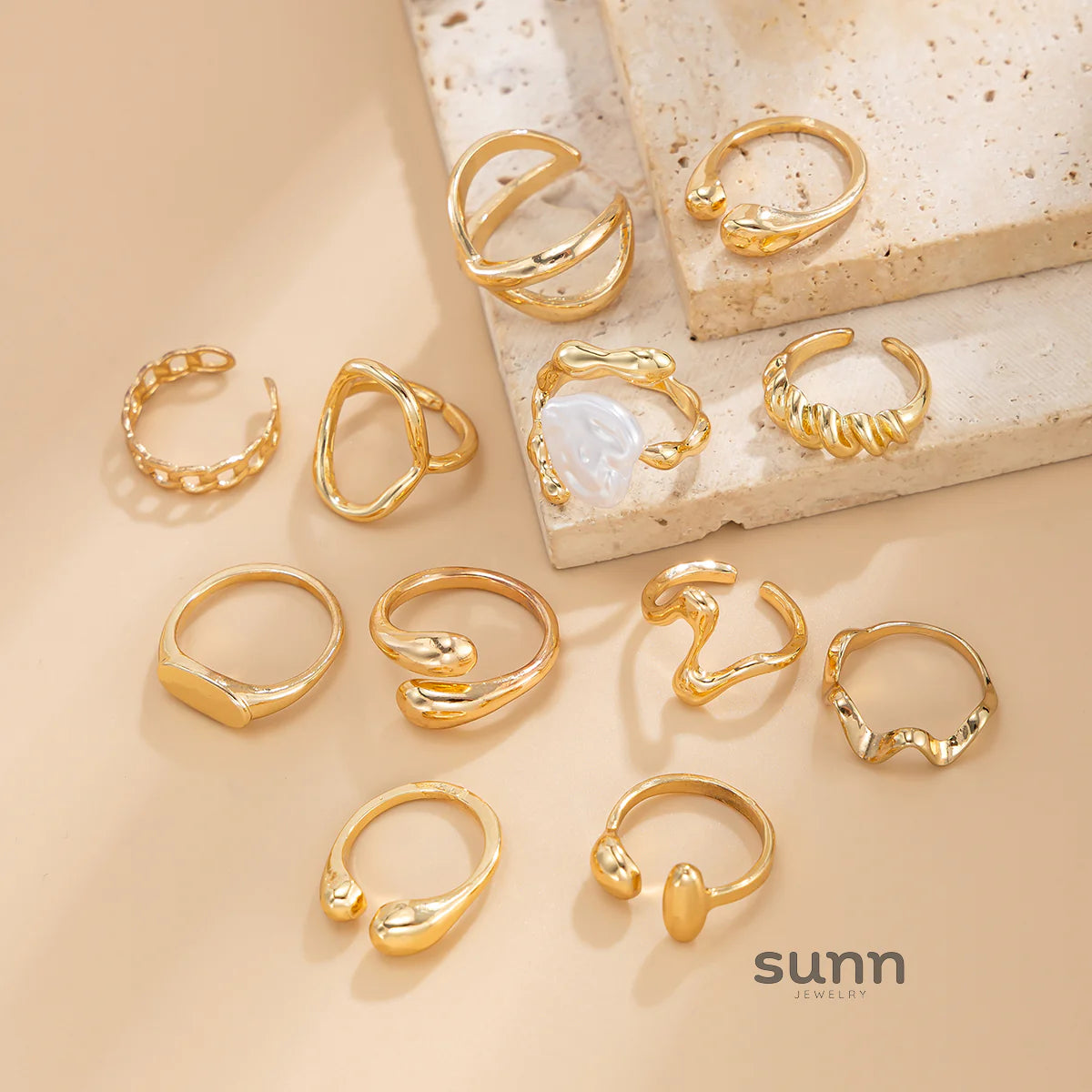 Moriah Irregular Stackable Ring Set