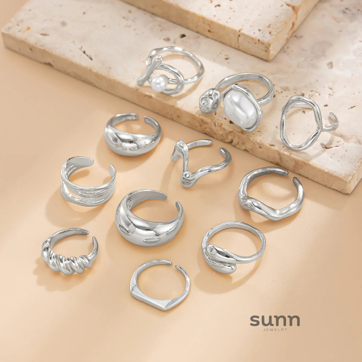 Moriah Irregular Stackable Ring Set